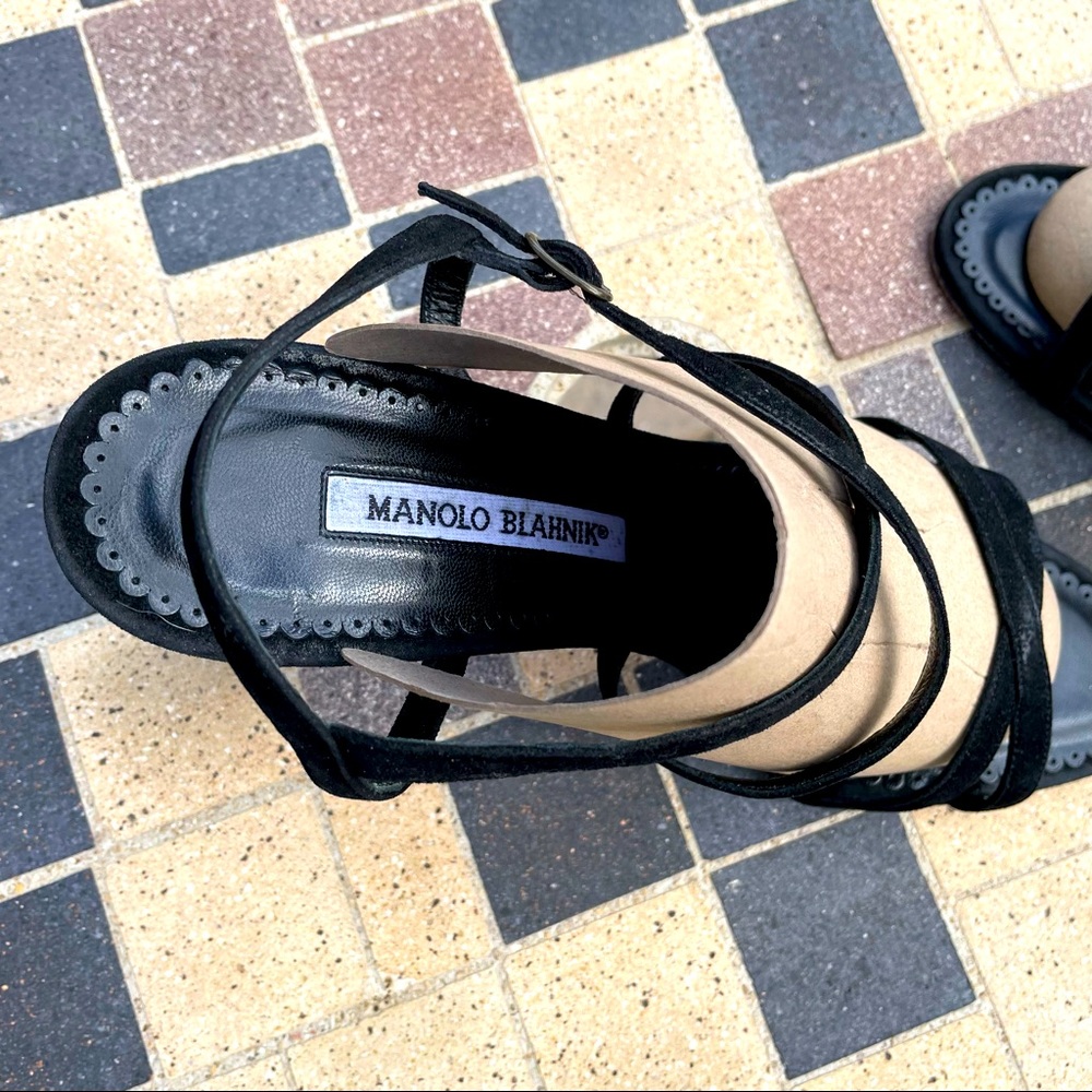 Manolo Blahnik Black Strappy Stiletto Sandals - Picture 13 of 16